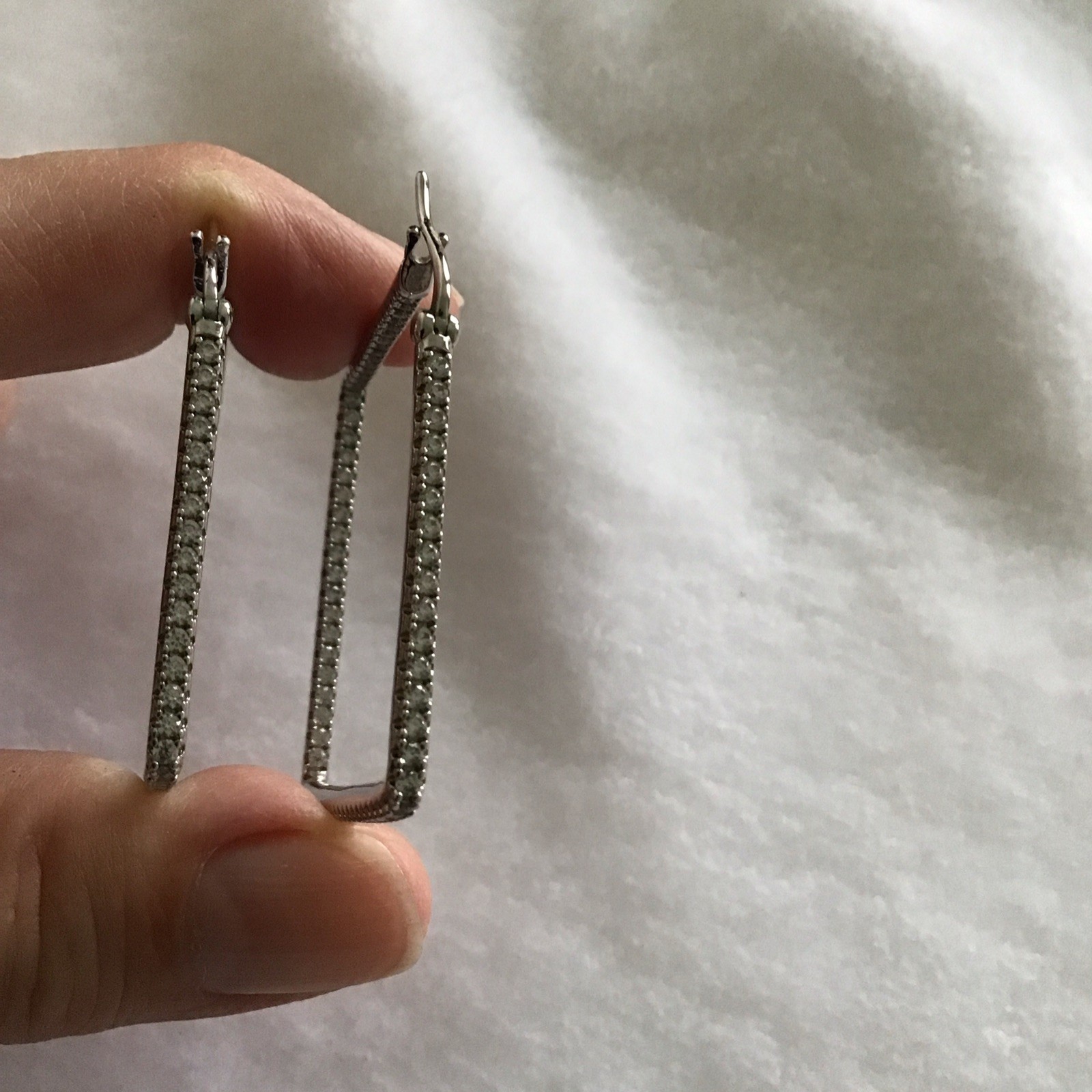 2” Inside Out Diamonique CZ Square Hoop Earrings Sterling Silver QVC – New