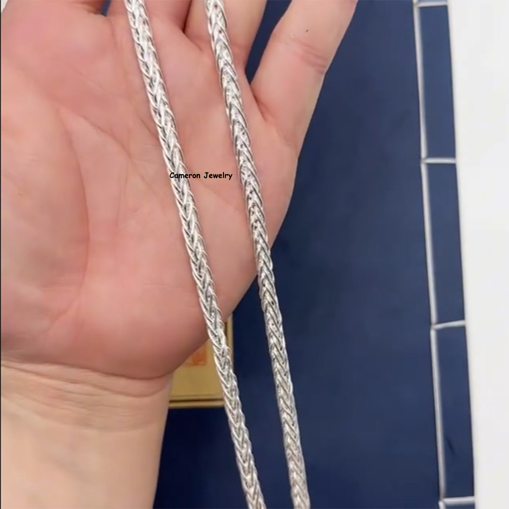 Solid S999 Fine Silver Chain Men Women 5.5mm Double Wheat Link Necklace 20-28in
