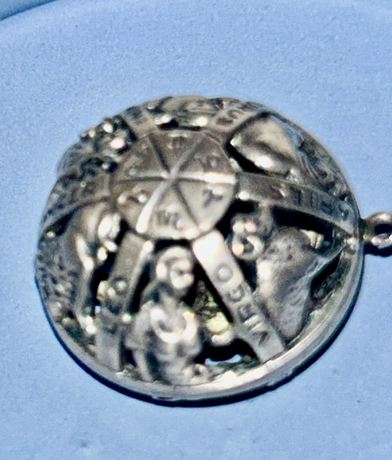 Sterling Silver Craftmere-12 month Zodiac names & 3D Horoscopes Pics. 1”ORB Pend