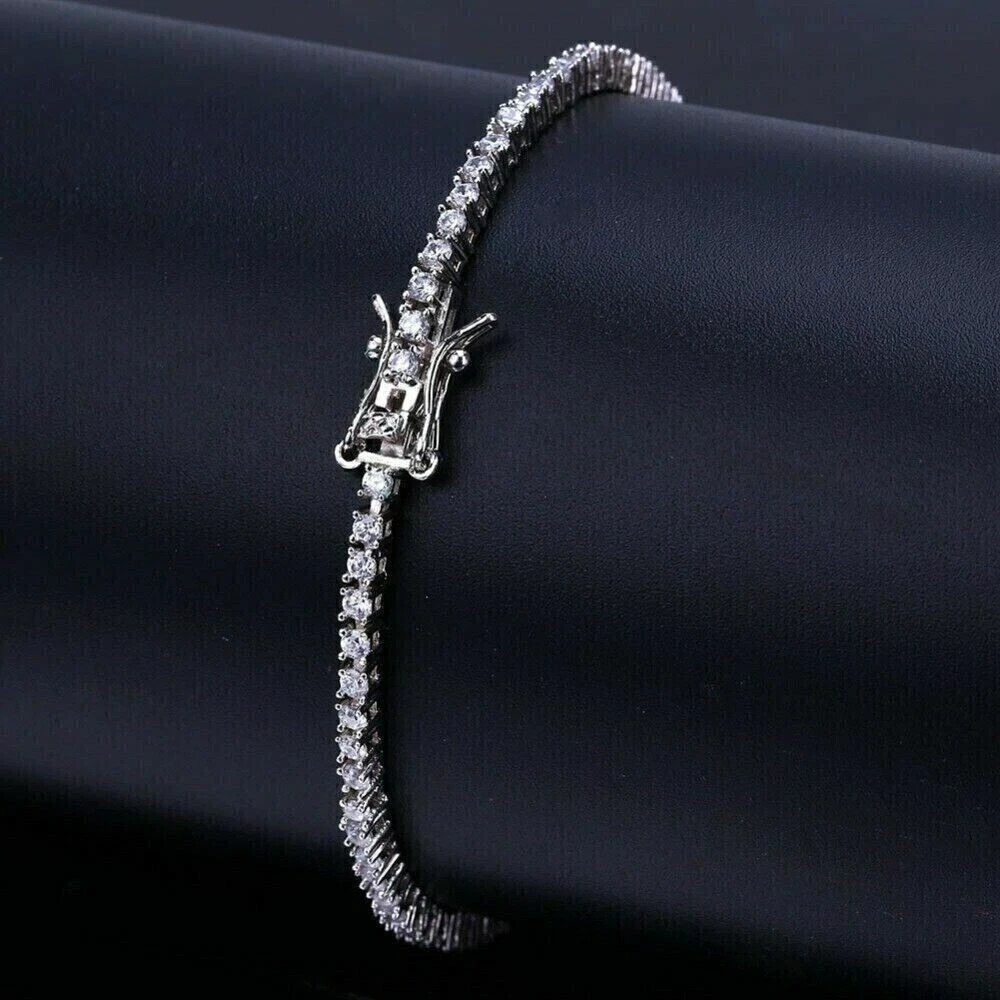 5 Ct Round Cut Lab Created Diamond 14K White Gold Plate Women’s Tennis Bracelet