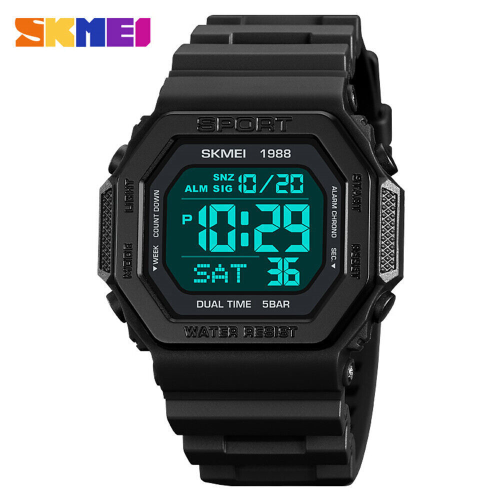 SKMEI Men Watch Rectangle Sport Watches Students Boy LED Date Digital Wristwatch