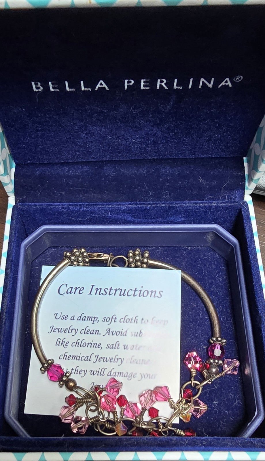 Bella Perlina Charm Bracelet 925 Sterling Silver, Pink, Red Translucent With Box