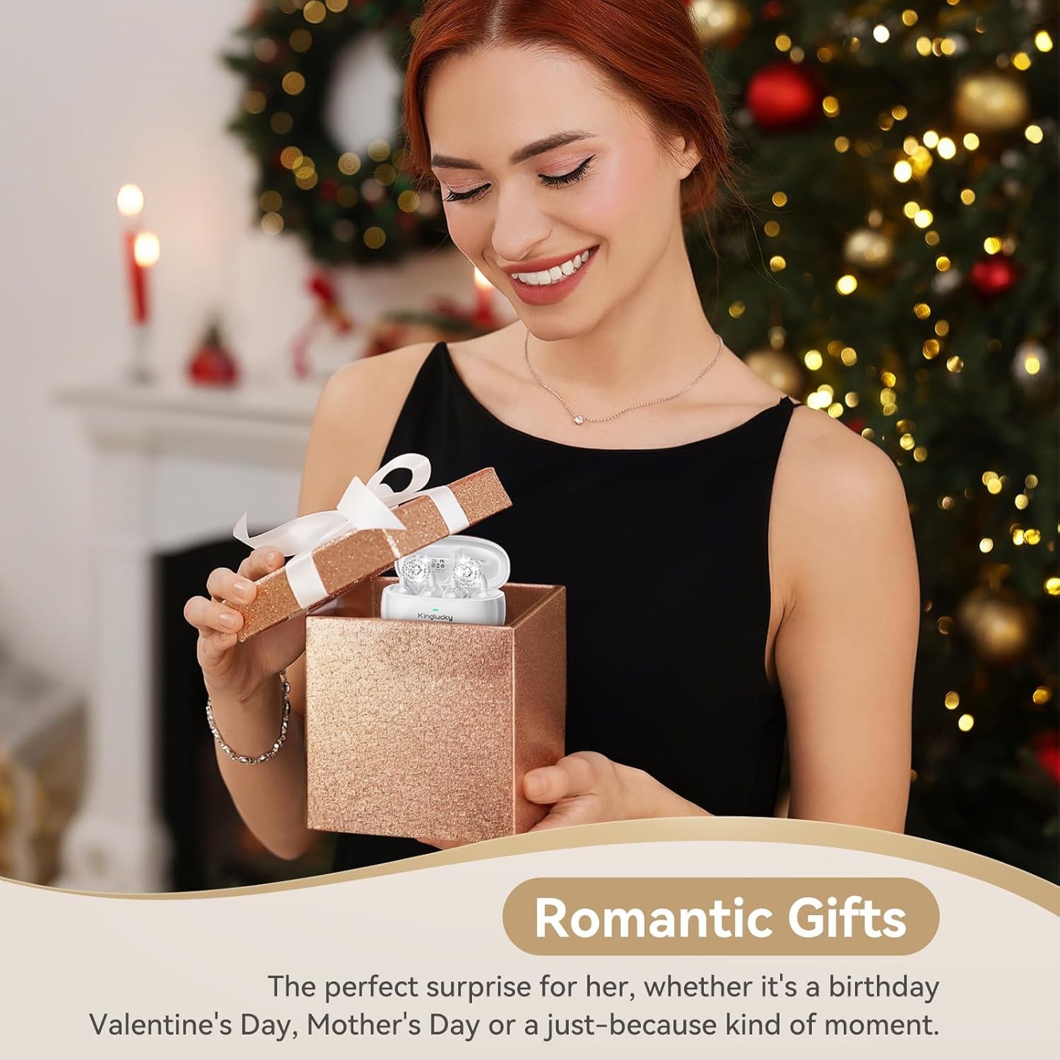 Jewelry-Inspired Clip-On Earbuds with Diamond Earrings, Comfortable Fit & 40H Pl