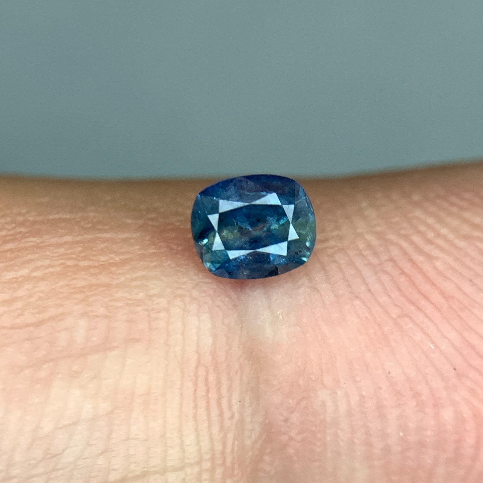 Natural Bicolor Sapphire, Teal Color Cushion Cut 0.5 Ct Loose Gemstone-Sri lanka