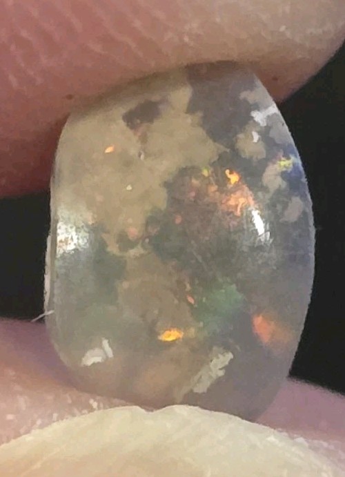 0.71 ct Natural Lightning Ridge Crystal Opal Freeform Red Orange Fire Flash Gem