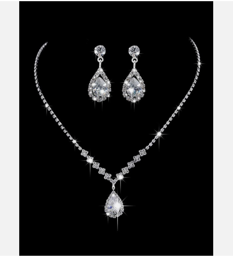 Juego de Collar y Pendientes para Mujer de Plata de Ley S925 Joyería Elegante