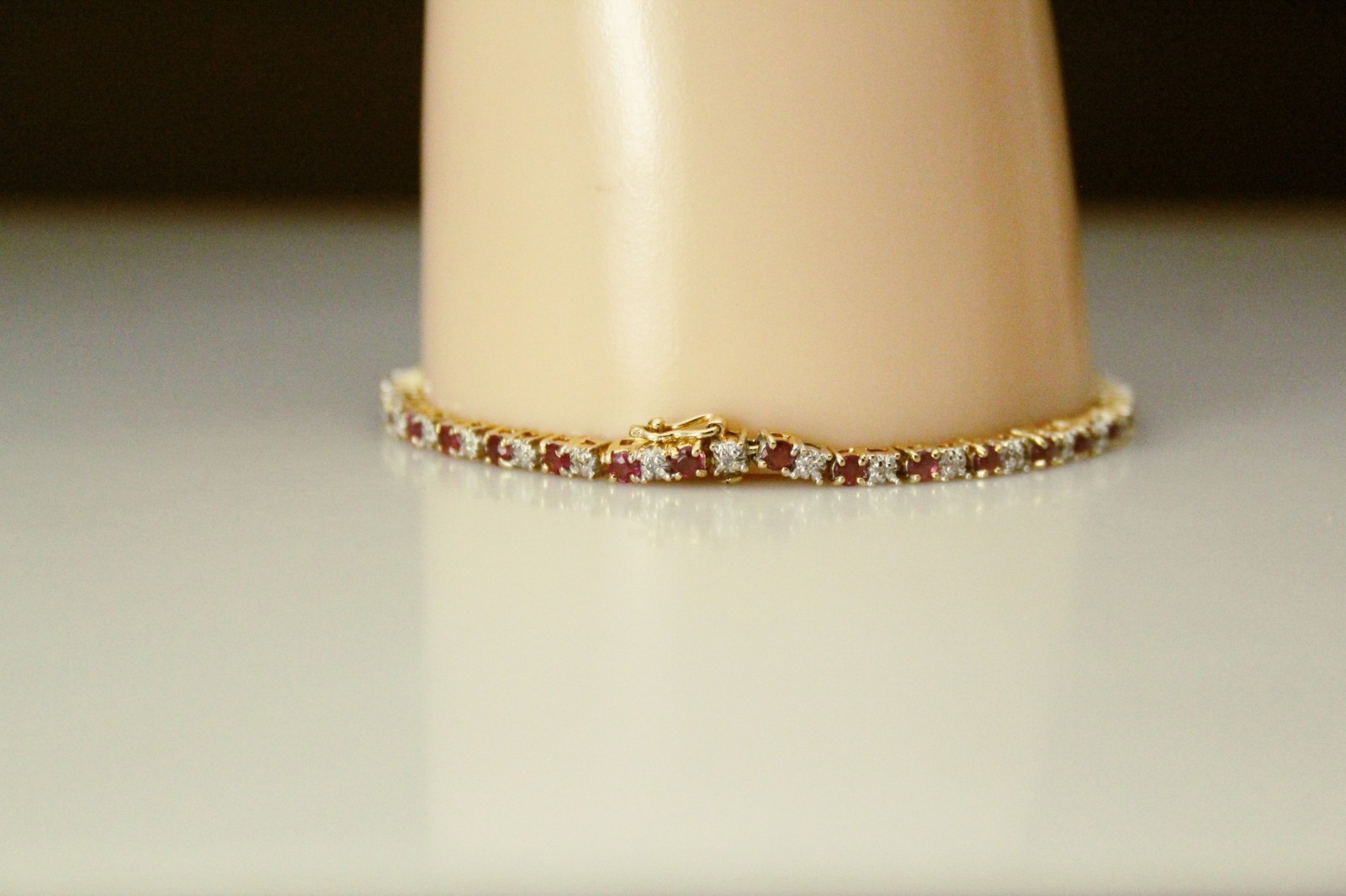 14K Yellow Gold Round Ruby & Diamond 7.5″ Tennis Bracelet 8.8 Grams (BR5028)