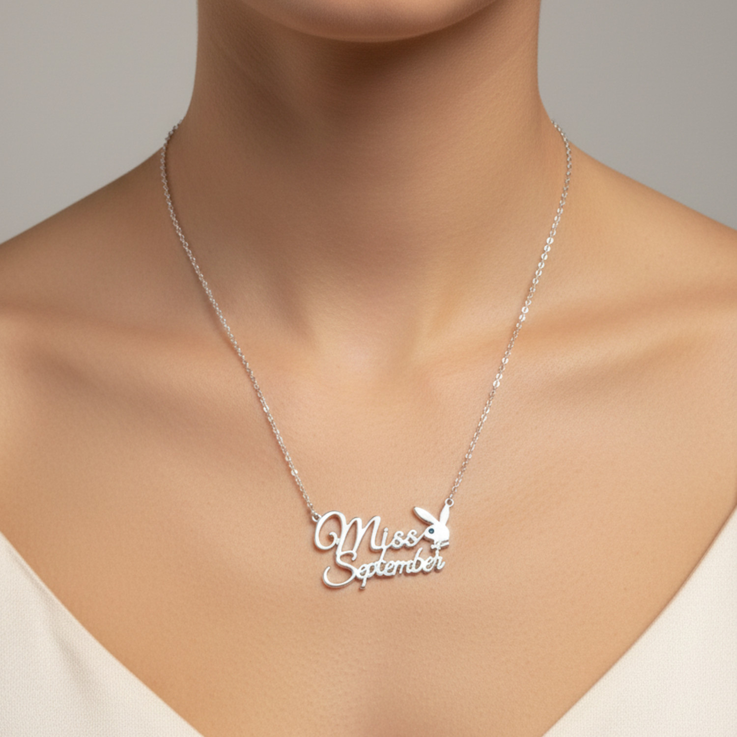 PLAYBOY MISS SEPTEMBER w/BIRTH MONTH STONE Necklace jewelry