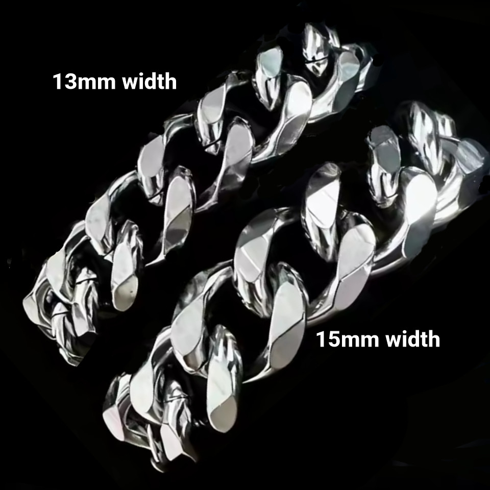 Men’s-Stainless Steel-Cuban Bracelets- 13mm-Sz Adjust. 7 in to 9 in