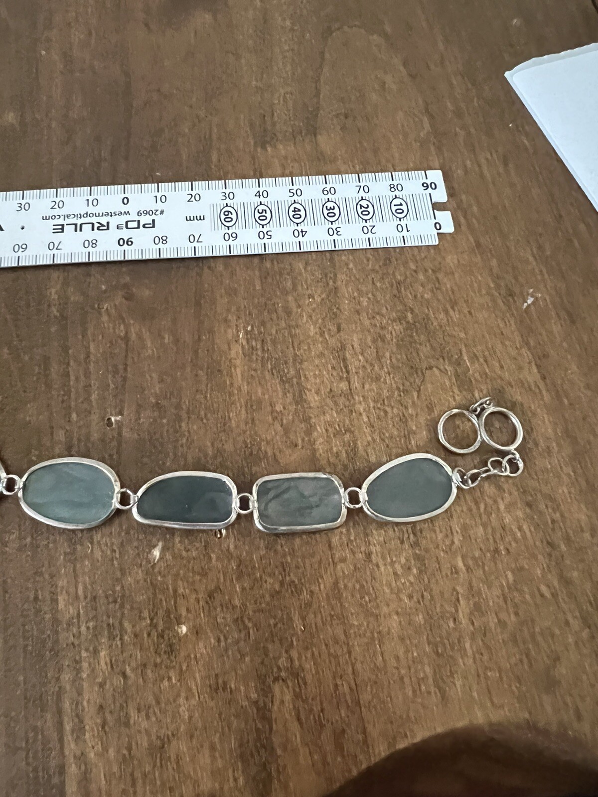 Sterling Silver Abalone Bracelet Shell Green Blue Brown Toggle Nice E5.18