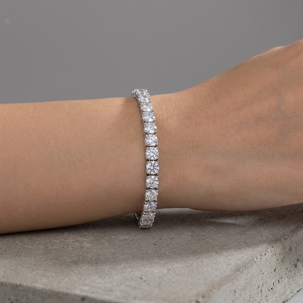 925 Sterling Silver 2-5mm D VVS Moissanite Tennis Bracelet Wedding Party Jewelry