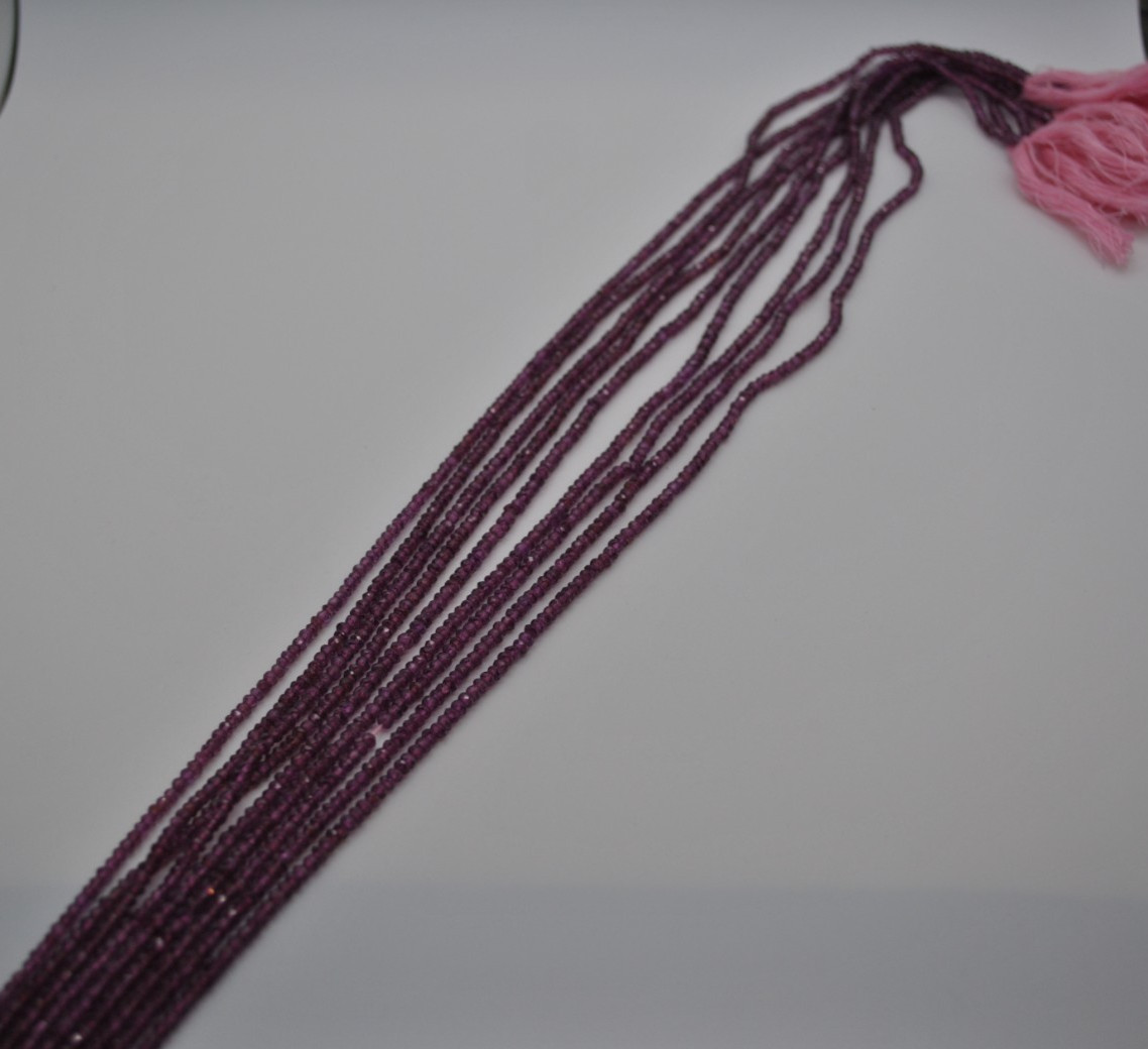 Garnet Round Gemstone Strand with Faceted Stones (No Clasp)