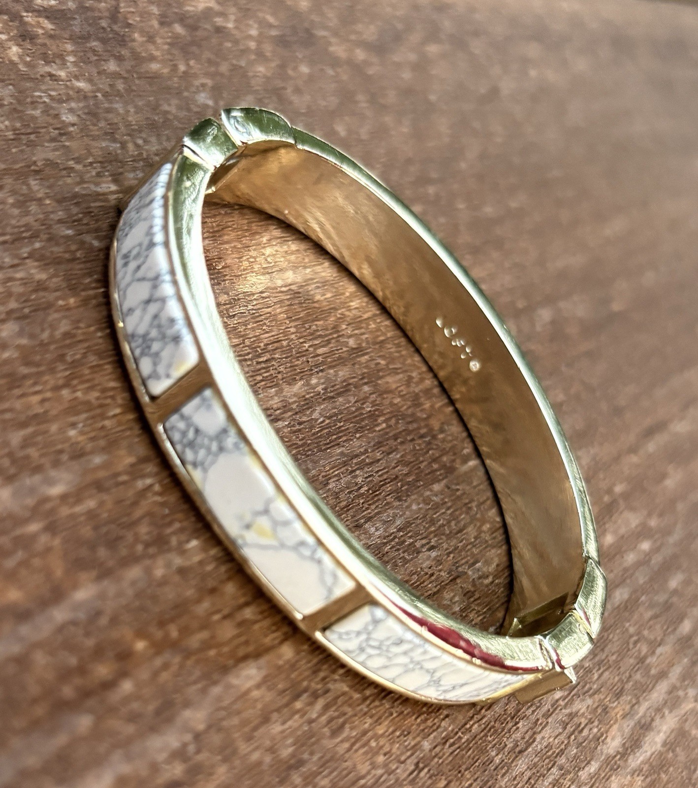 Ann Taylor Loft Marble Gold Tone Hinged Bracelet