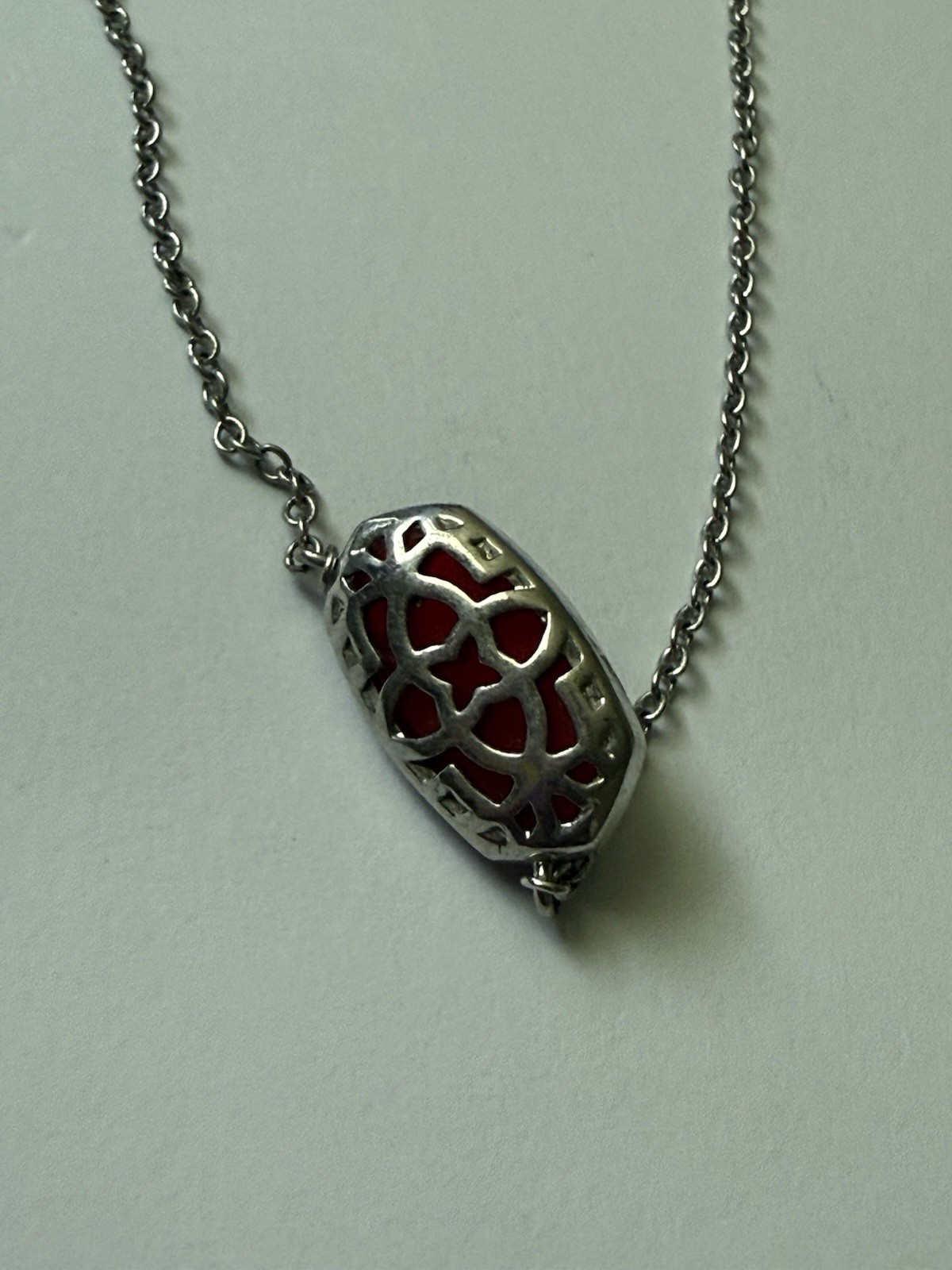 Kendra Scott Necklace Silver with Red Pendant Used No Box No Card No Bag