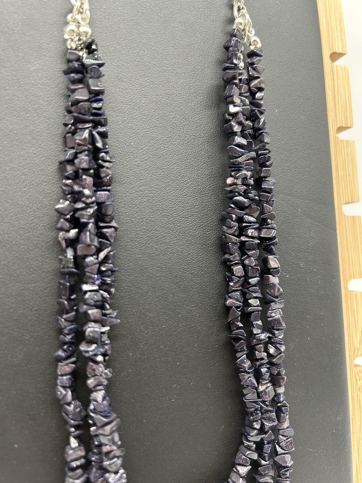 Handmade Blue Gold SandStone Necklace 18 In