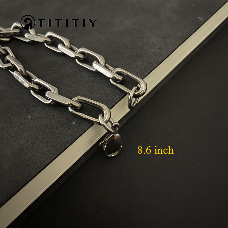 New 8mm Pure Titanium Chain Bracelet Men’s Women Bracelet Anti Allergy 8.6 Inch