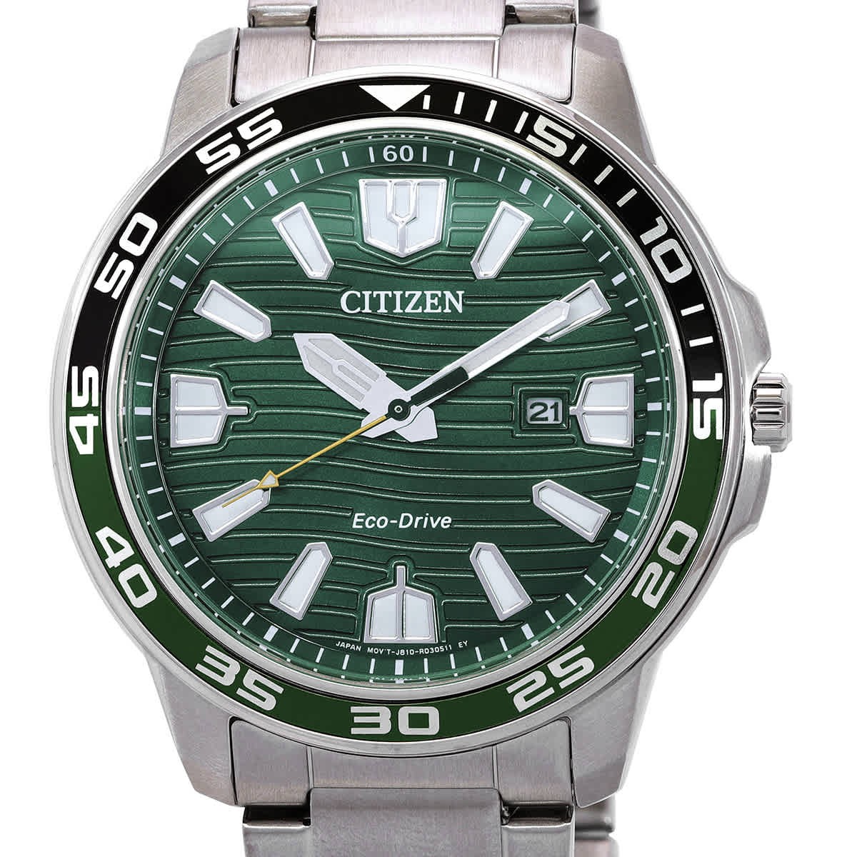 Citizen Eco-Drive Green Dial Stainless Steel Men’s Watch AW1526-89X