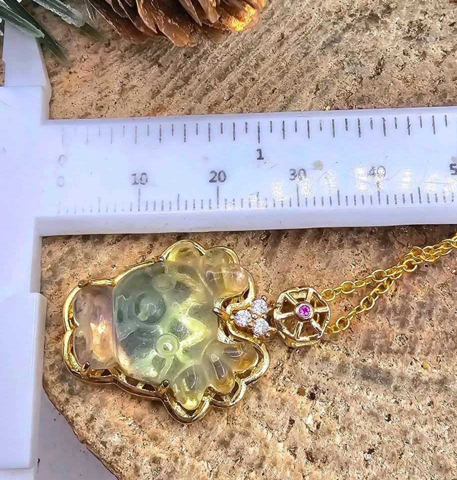 Adorable Nature Rainbow Fluorite Hand Carved Deer Pendant Necklace