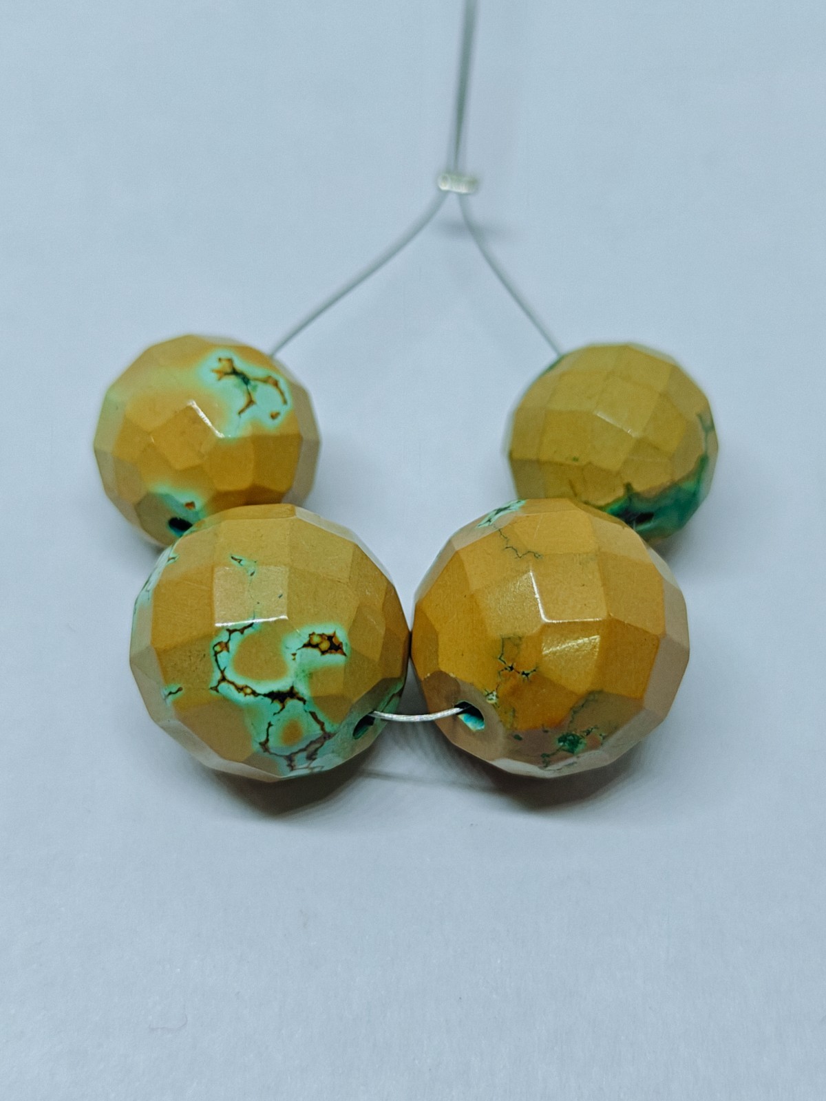 Natural Tibetan Turquoise Faceted Round Ball Beads, Loose Gemstone For Jewelry