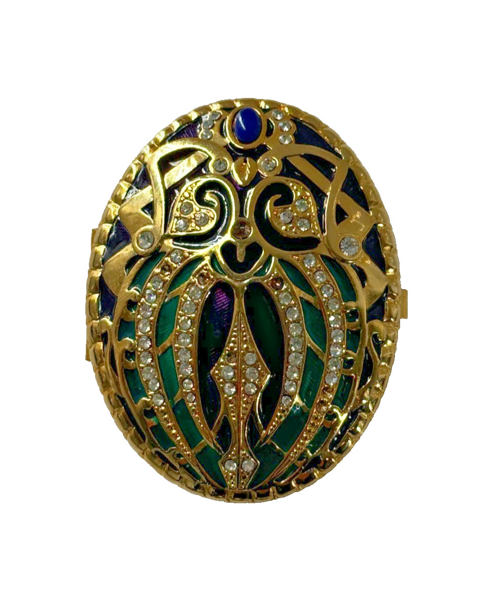 Vintage Bob Mackie Gold-tone Enamel Beetle Pill Box