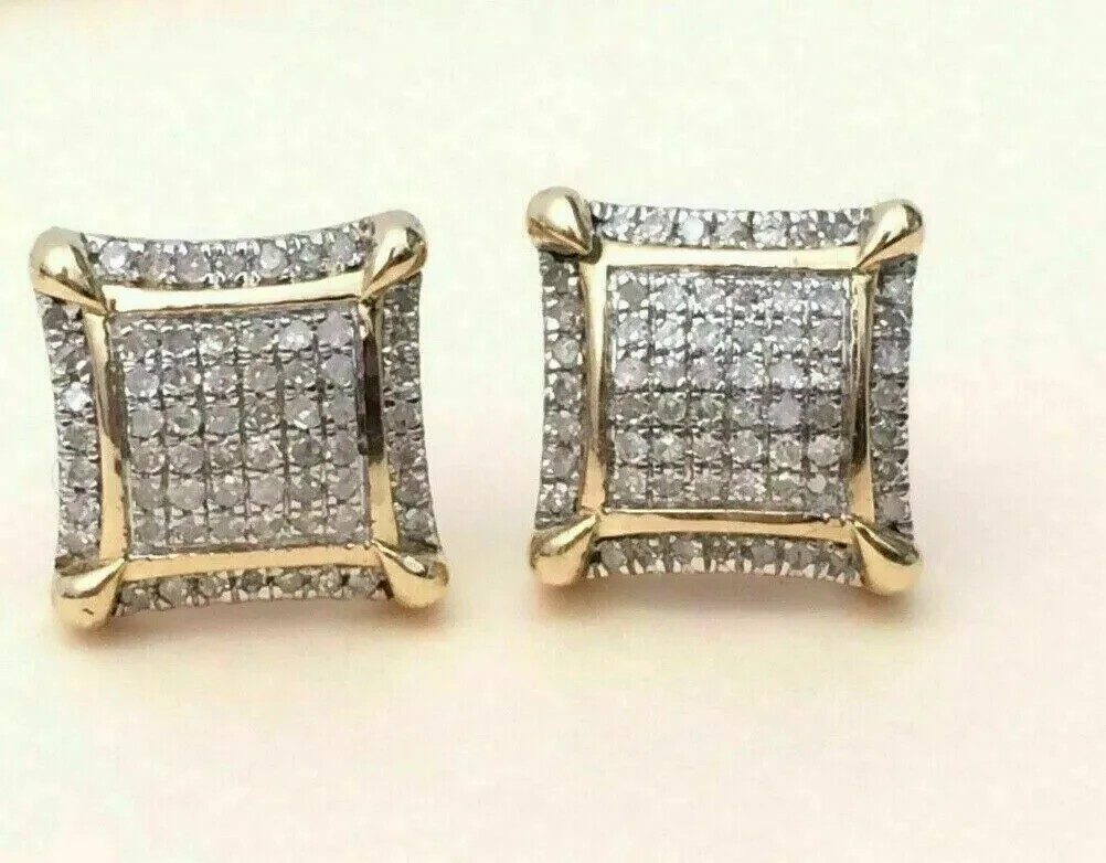 2.0 Ct Round Cut Lab Created Diamond Cluster Stud Earrings Yellow Gold Plated