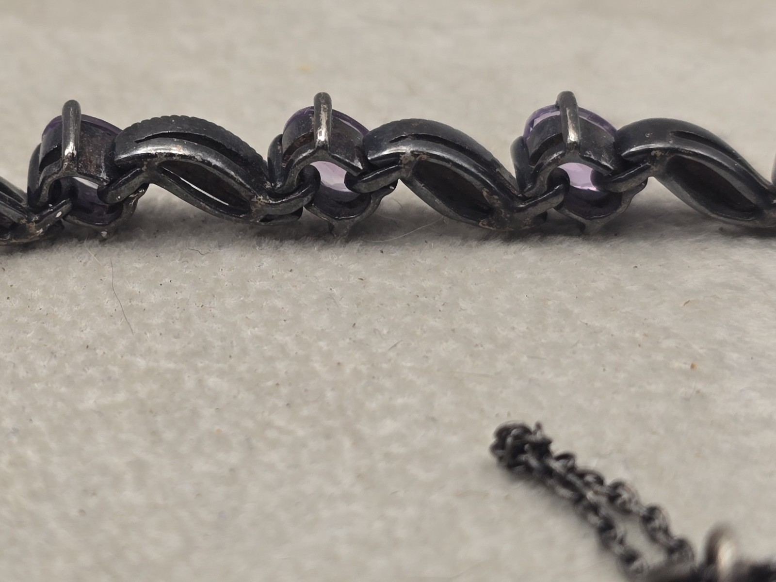 Vintage Thailand 925 Sterling Silver Amethyst & Marcaasite Tennis Bracelet 7″
