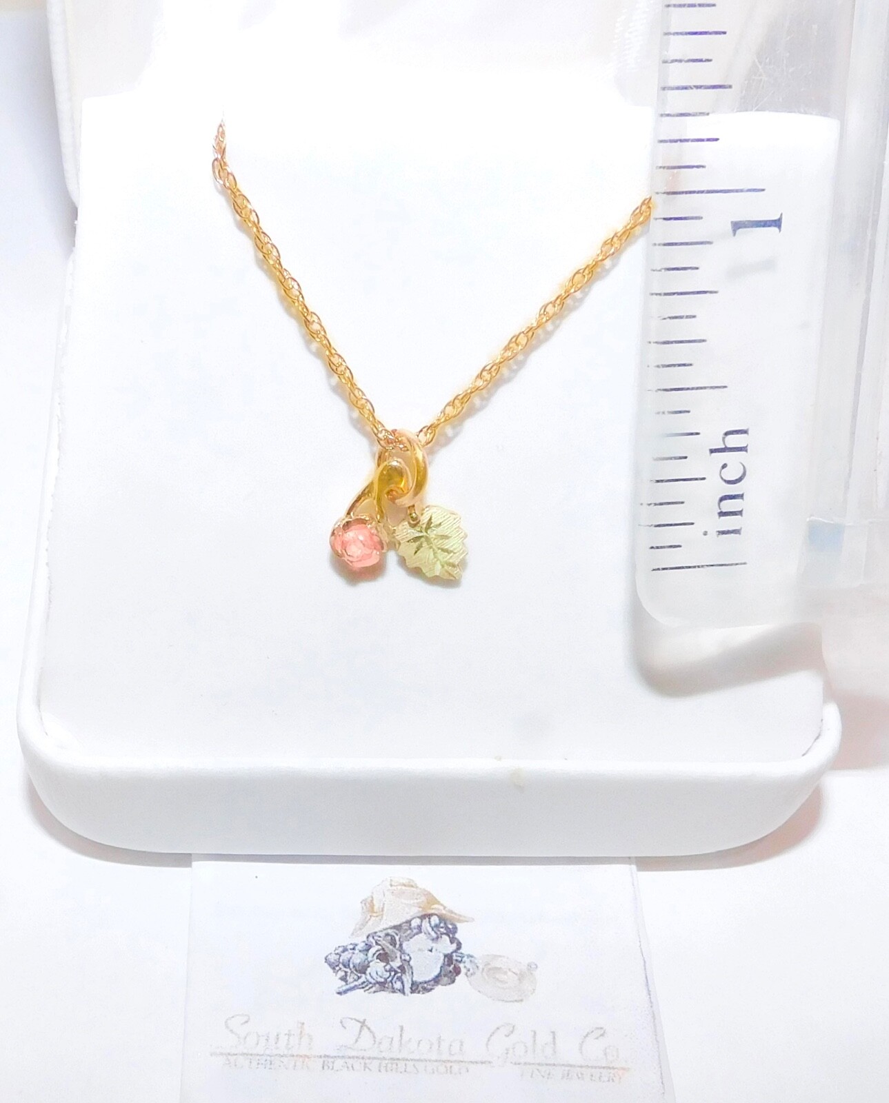 Black Hills Gold 10k Rose Leaf Pendant Necklace
