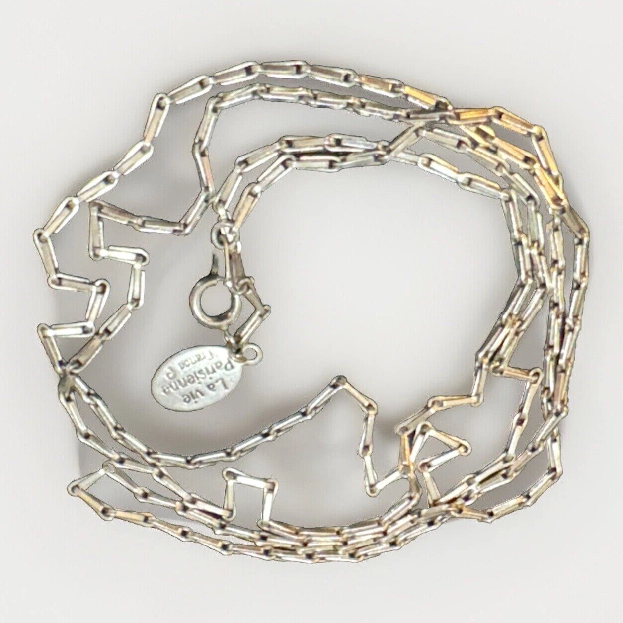 VTG La Vie Parisienne France necklace Silver Tone Chain 33 Inches Minimalist
