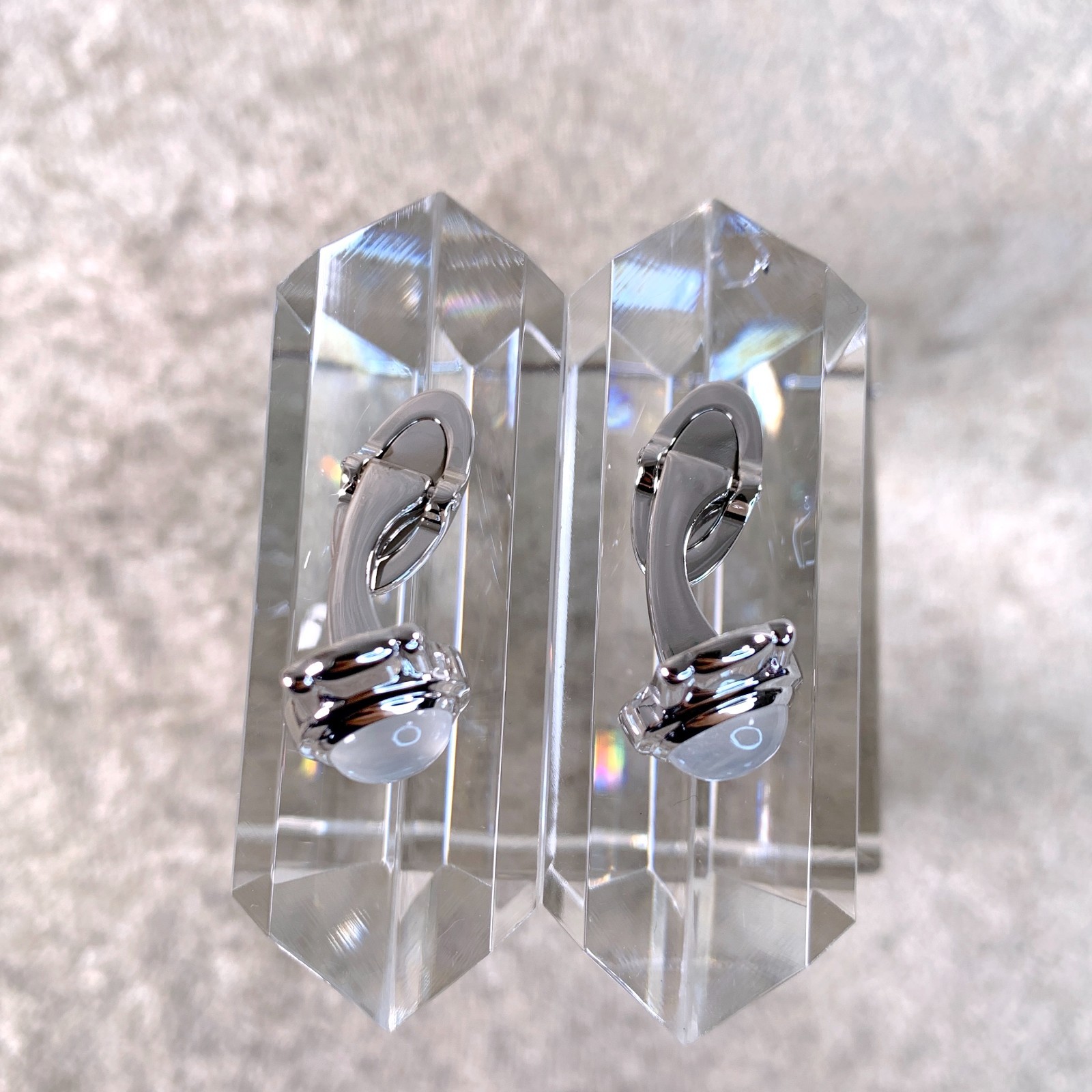 Alfred Dunhill Cufflinks Silver Moonstone with Case