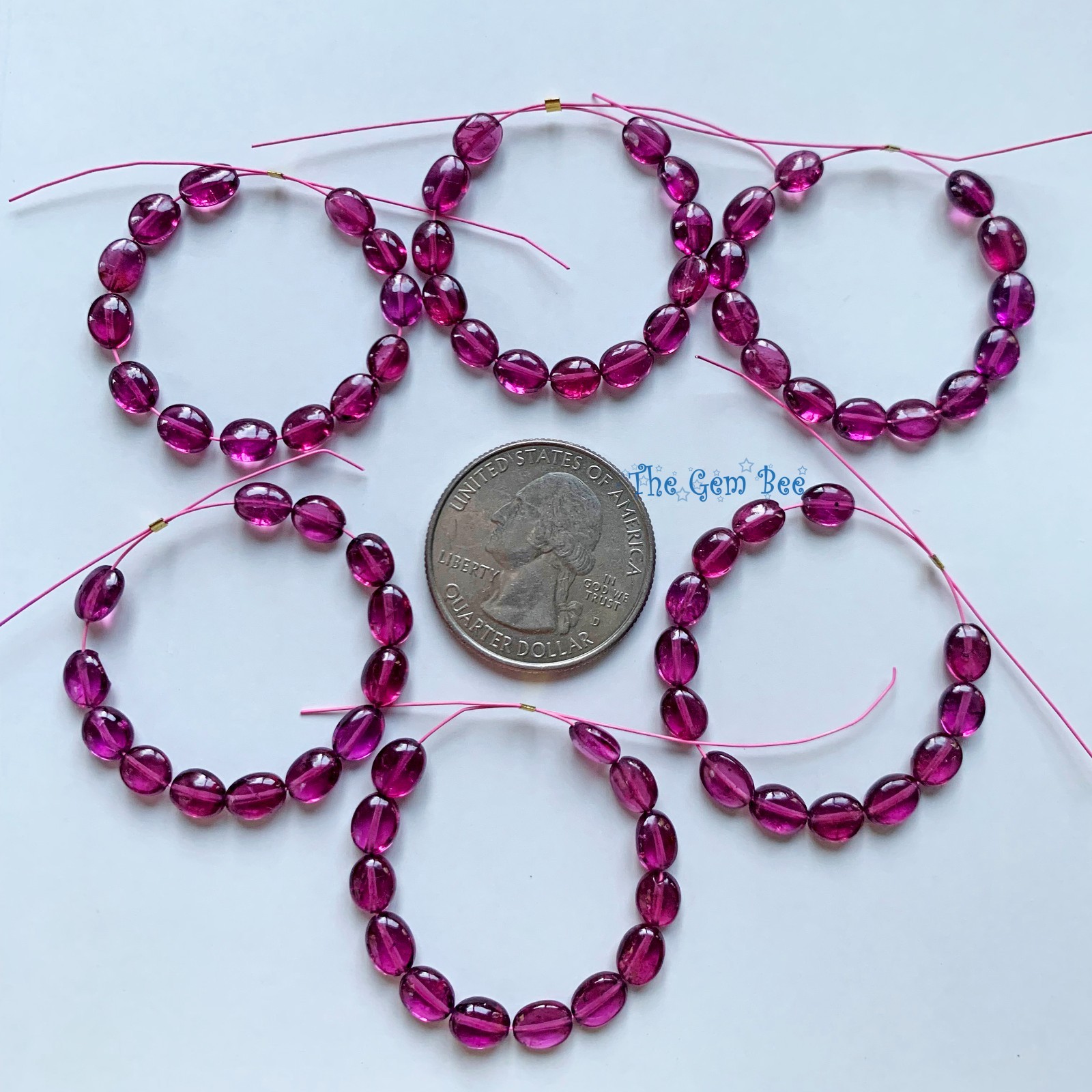 Berry Pink Rhodolite Garnet Smooth Oval Nugget Beads 3 Inch strand