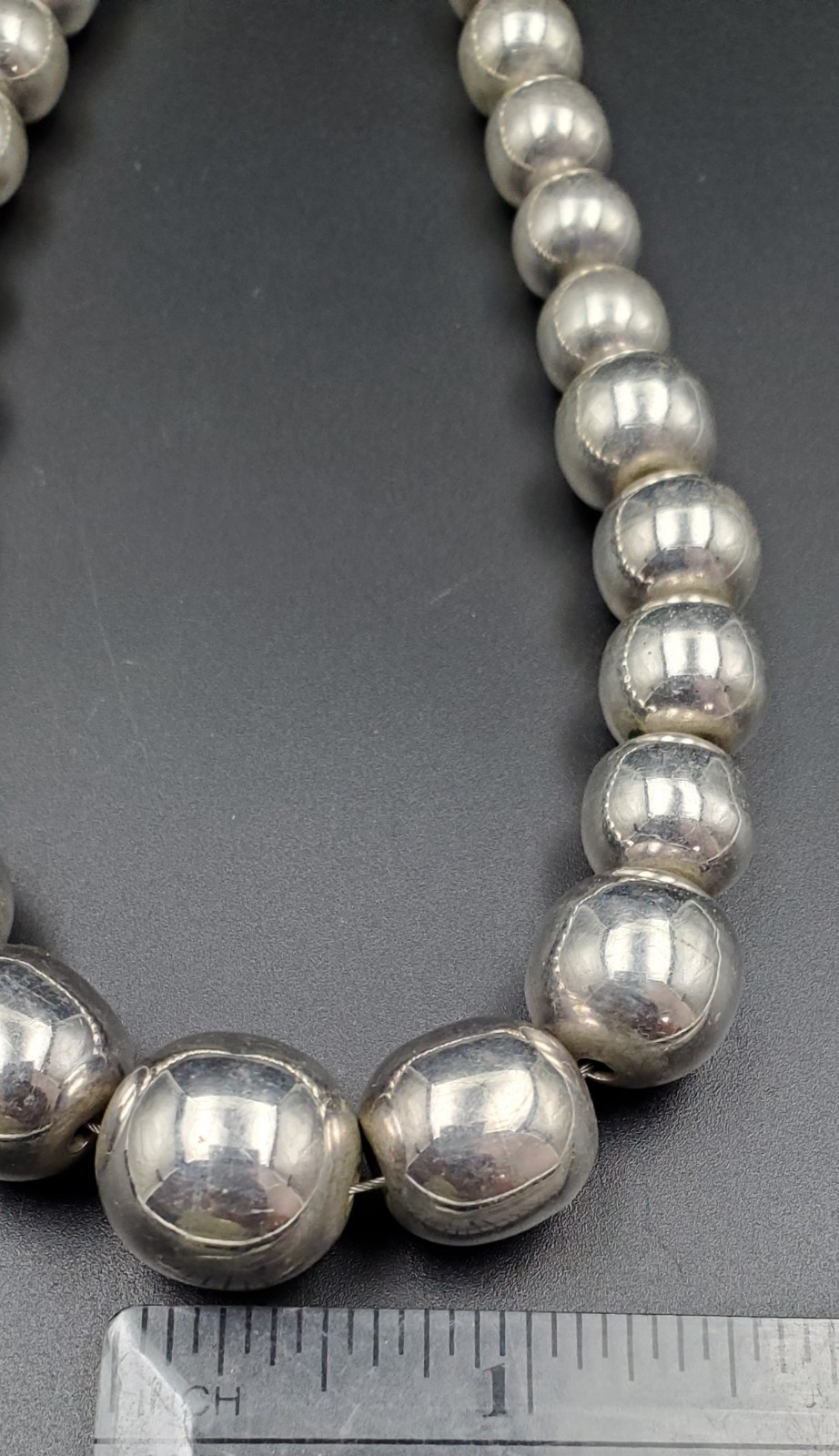 Sterling Silver Beaded Ball Necklace 17.25 Plus Matching Bracelet 7.5 inch long.