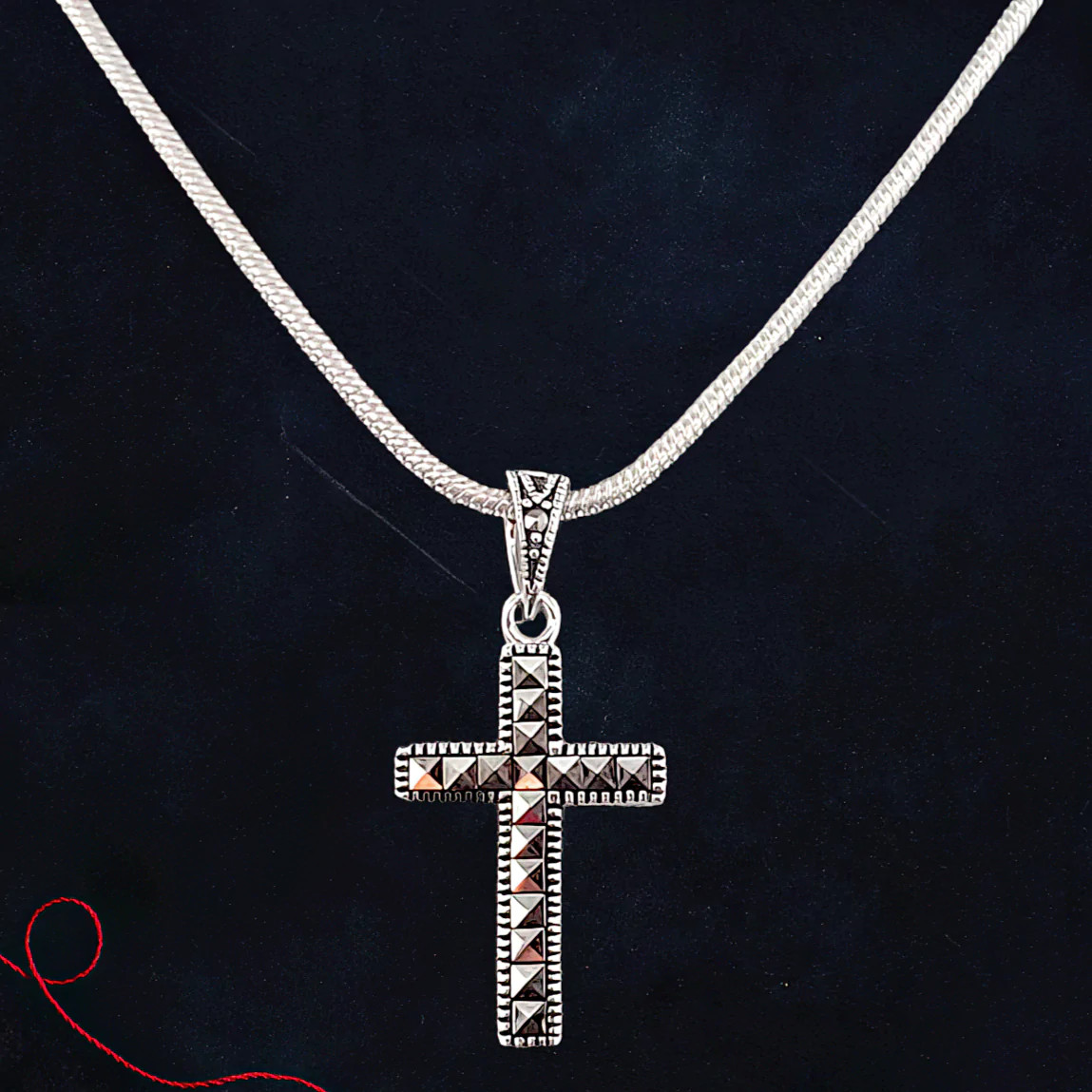 Marcasite Cross Sterling Silver Necklace