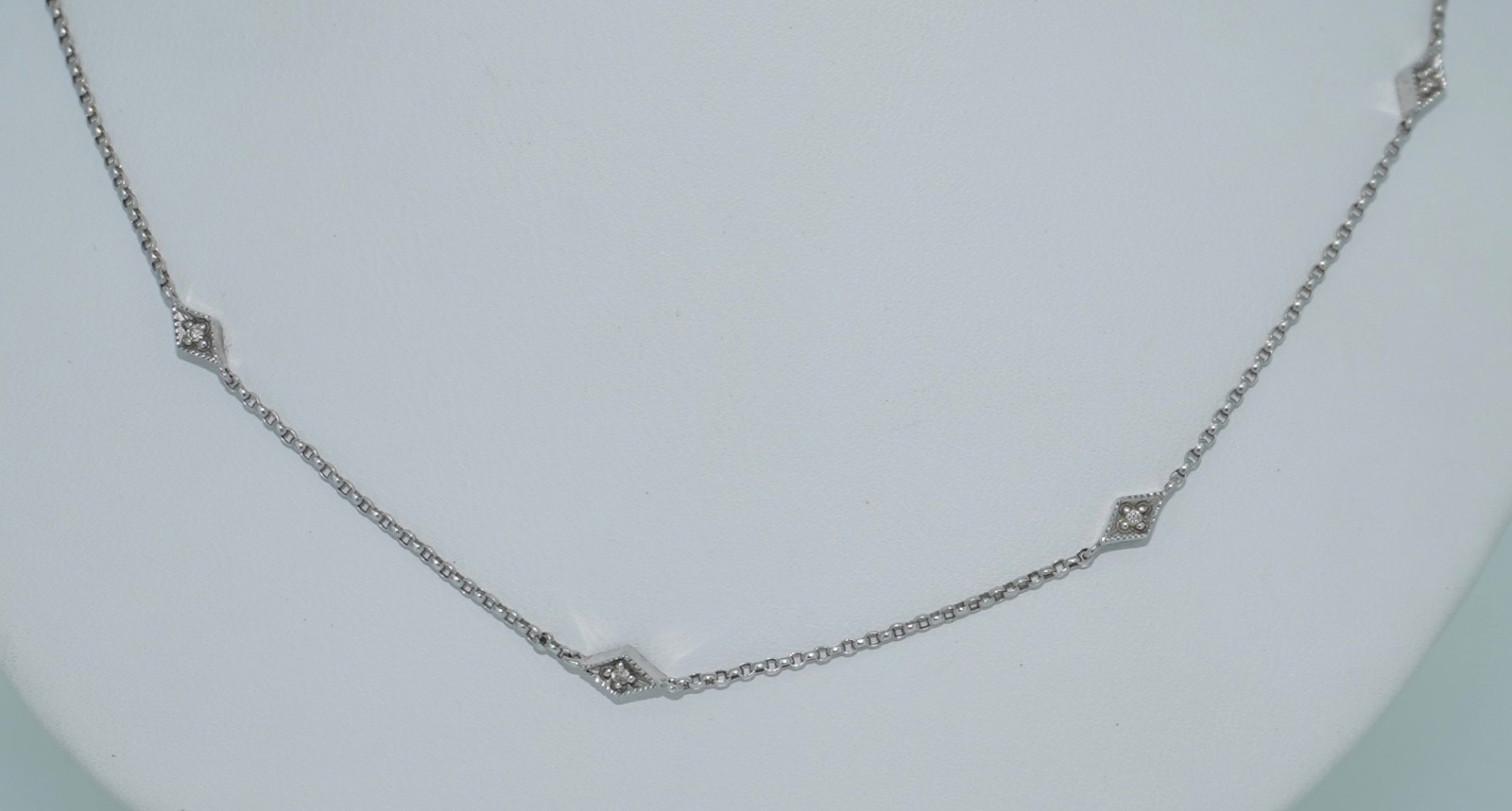 14K White Gold Diamond Station Chain by Gabriel & Co.