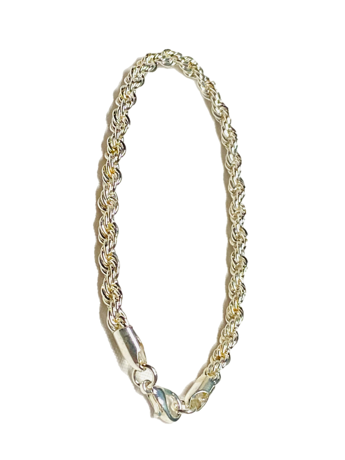 Twisted Rope Silver Tone Chain Bracelet 8” Costume Fashion 4mm Wide EUC Thick