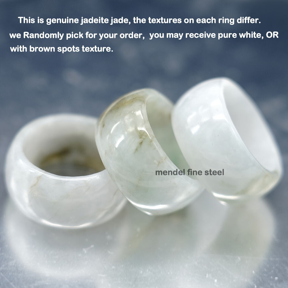 MENDEL Mens Natural White Jadeite Jade Stone Band Ring For Men Size 8 9 10 11