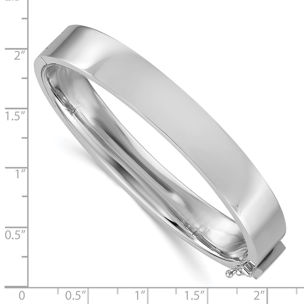 14K White Gold Flat 10.5mm Plain Hinged Bangle Bracelet Gift For Her 25.12gm