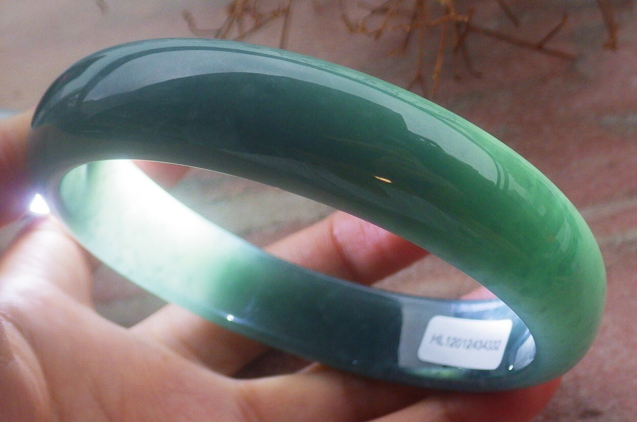 Video Certified Icy Green Natural A JADE Jadeite Bangle Bracelet 69mm 203073 AS