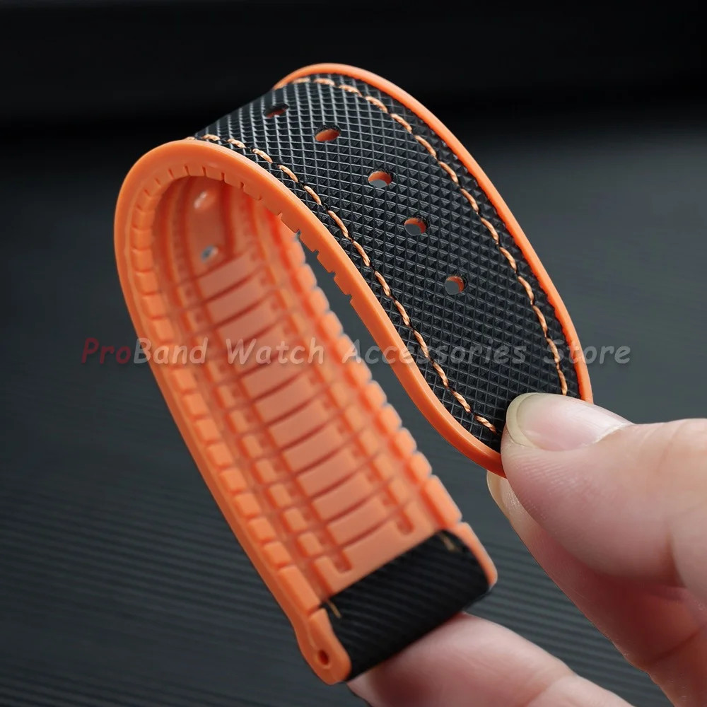 18/19/20/21/22/24mm Rubber Watch Strap Nylon Textured Silicone Bottom Watch Band