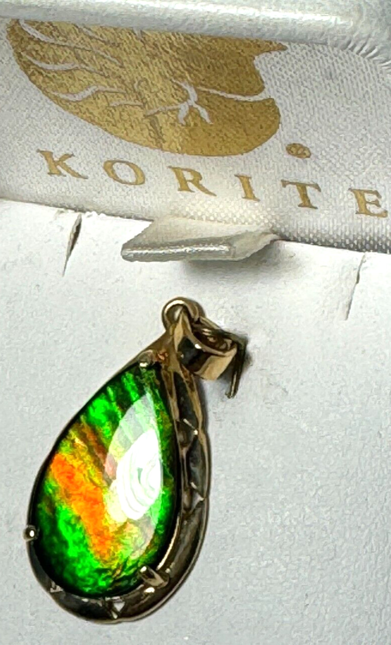 14K GOLD KORITE AMMOLITE PENDANT FOR A NECKLACE 4 GRAMS -FREE SHIP