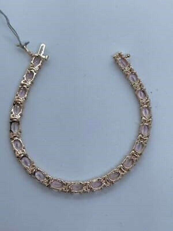 12CT Oval Cut Peach Morganite Women’s Tennis Bracelet 6X4MM 14K Rose Gold Finish