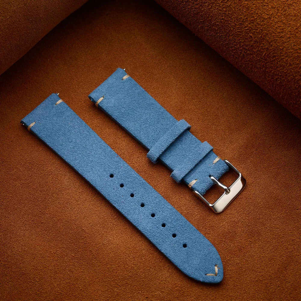 Vintage Matte Velvet Genuine Leather Strap 14 16 18mm 20mm 22mm Watch Band Belt