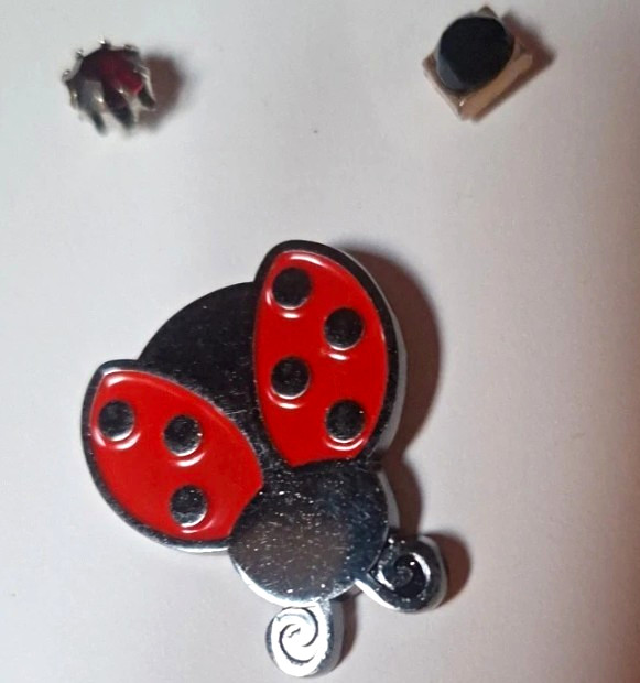 Ladybug Enamel Metal Stud Earrings Red Black Silver Lobe Animals & Insects