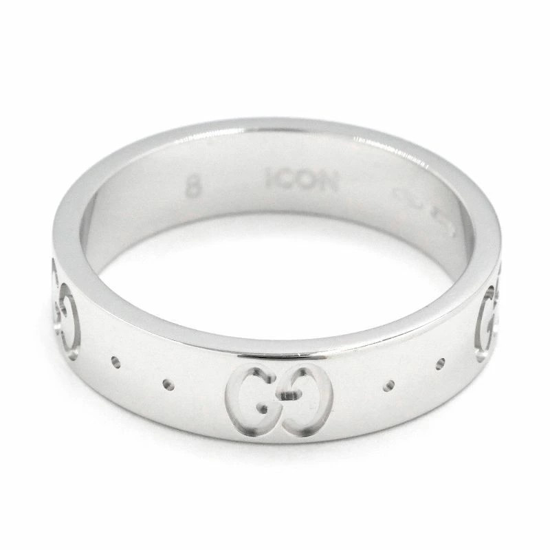 Gucci Icon Slim Ring US 4.5 7.5 K18WG Interlocking G Flat Logo