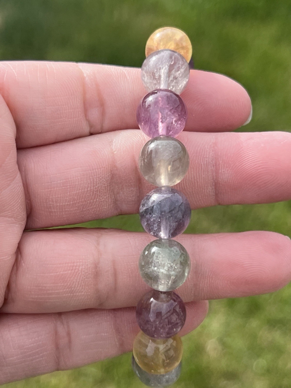 Rainbow Fluorite Beaded Bracelet – Stretchable (11 mm)