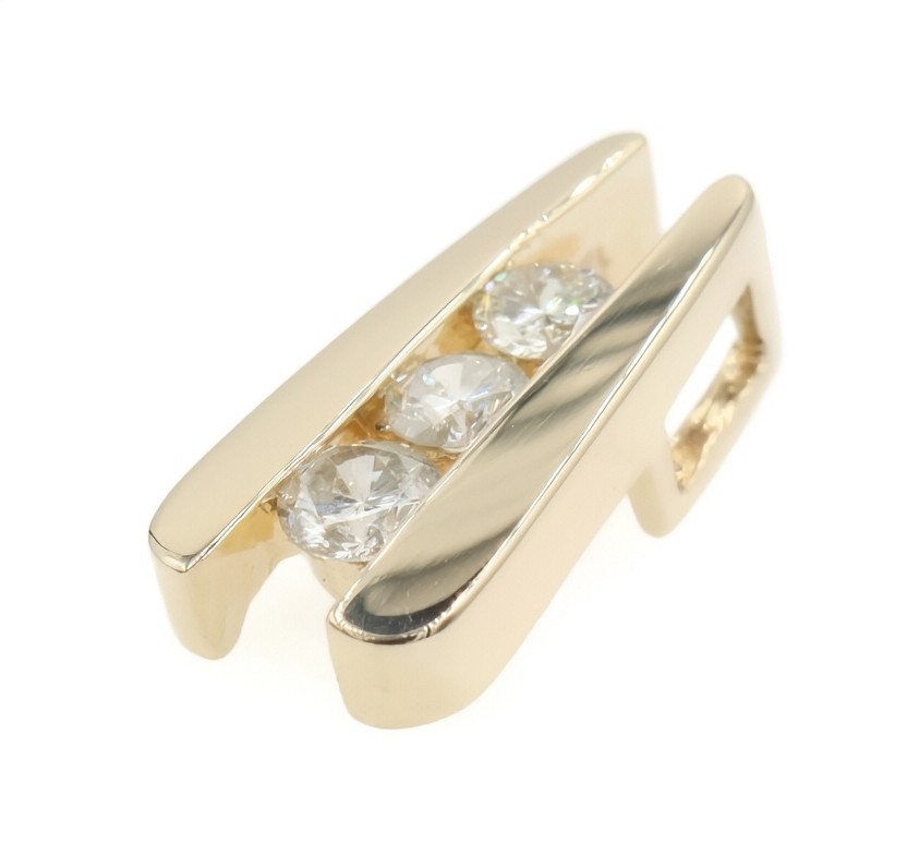 Ladder-Style 14KT Yellow Gold 3-Stone 1/2 TW Round Diamond 17.4mm Slide Pendant