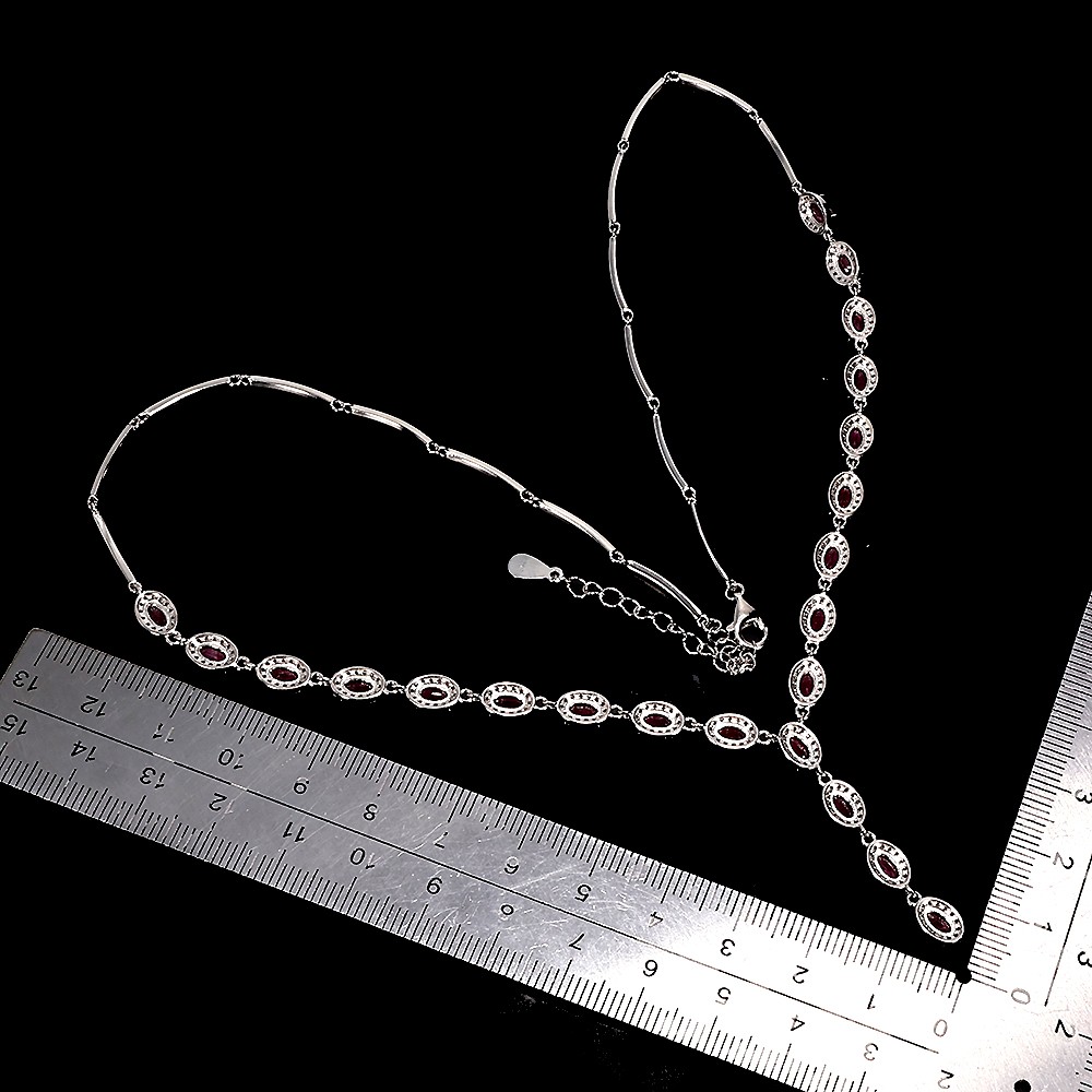 925 Sterling Silver Necklace Oval Ruby 5x3mm Natural Gemstone Jewelry 19.5incges