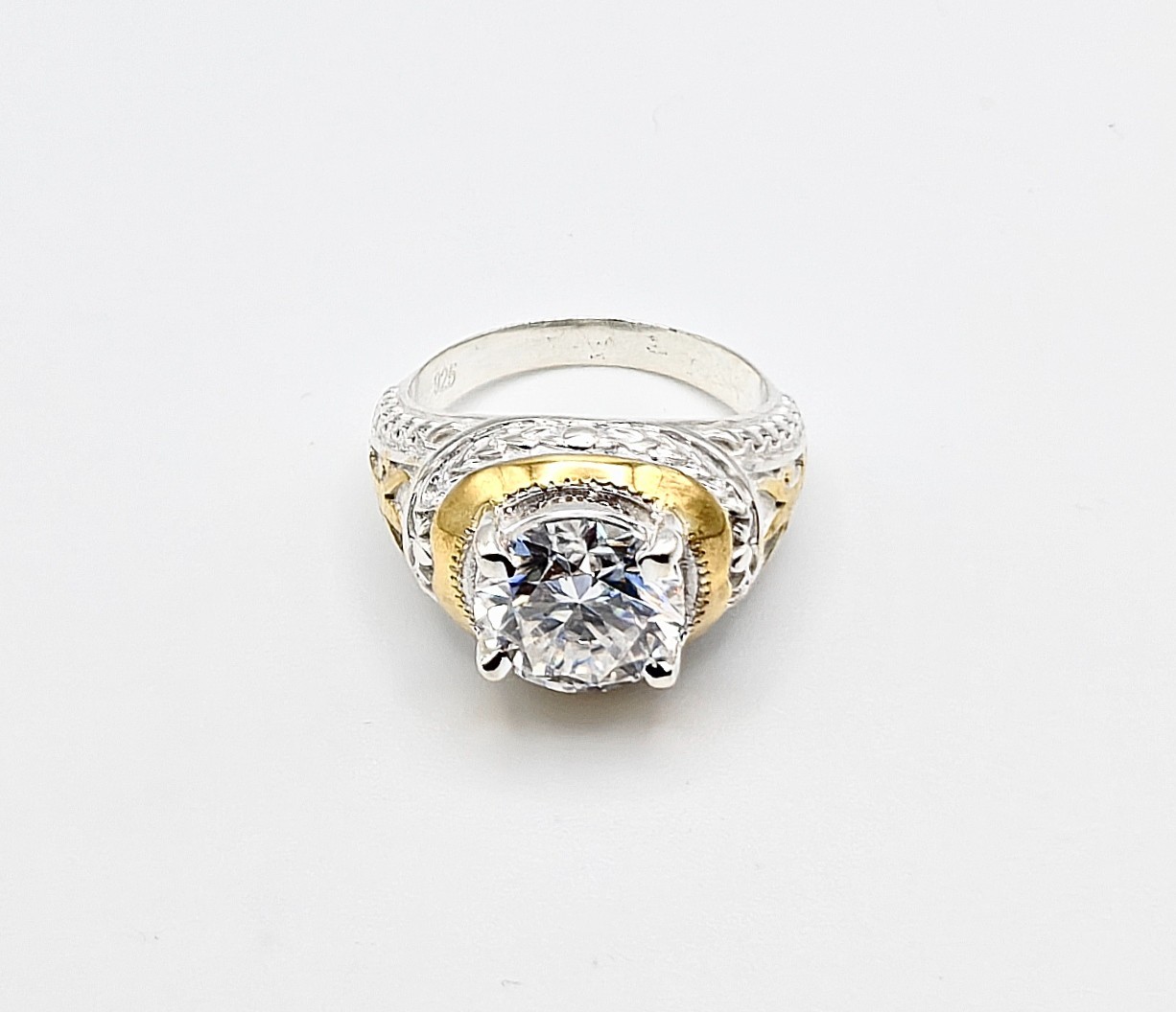 Rare 4.50 Ct Certified Treated White Diamond Solitaire, 925 Silver Rings
