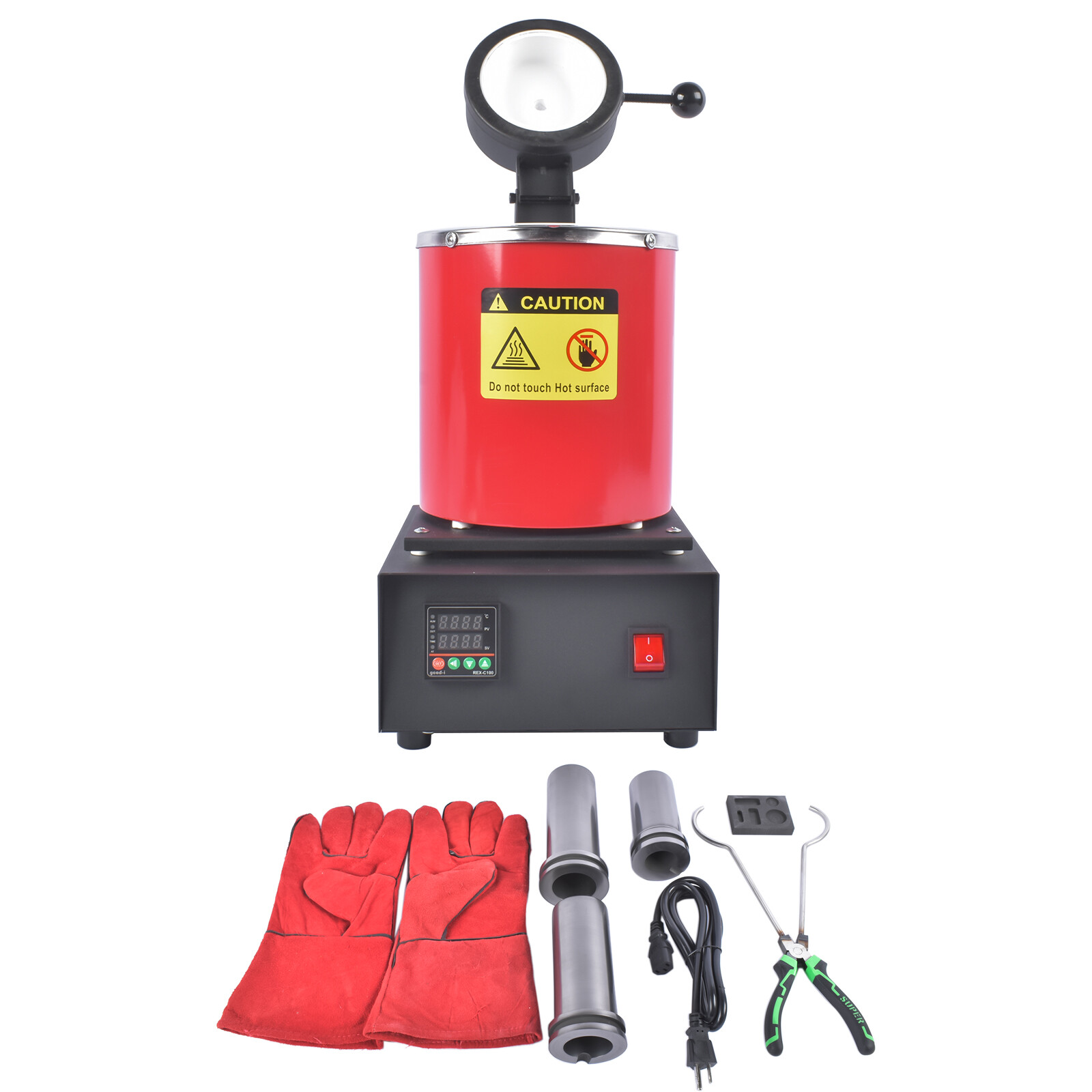 Gold Melting Furnace 1500W 1150°C/2102°F for Smelting Metal 110V 1KG 2KG 3KG Red