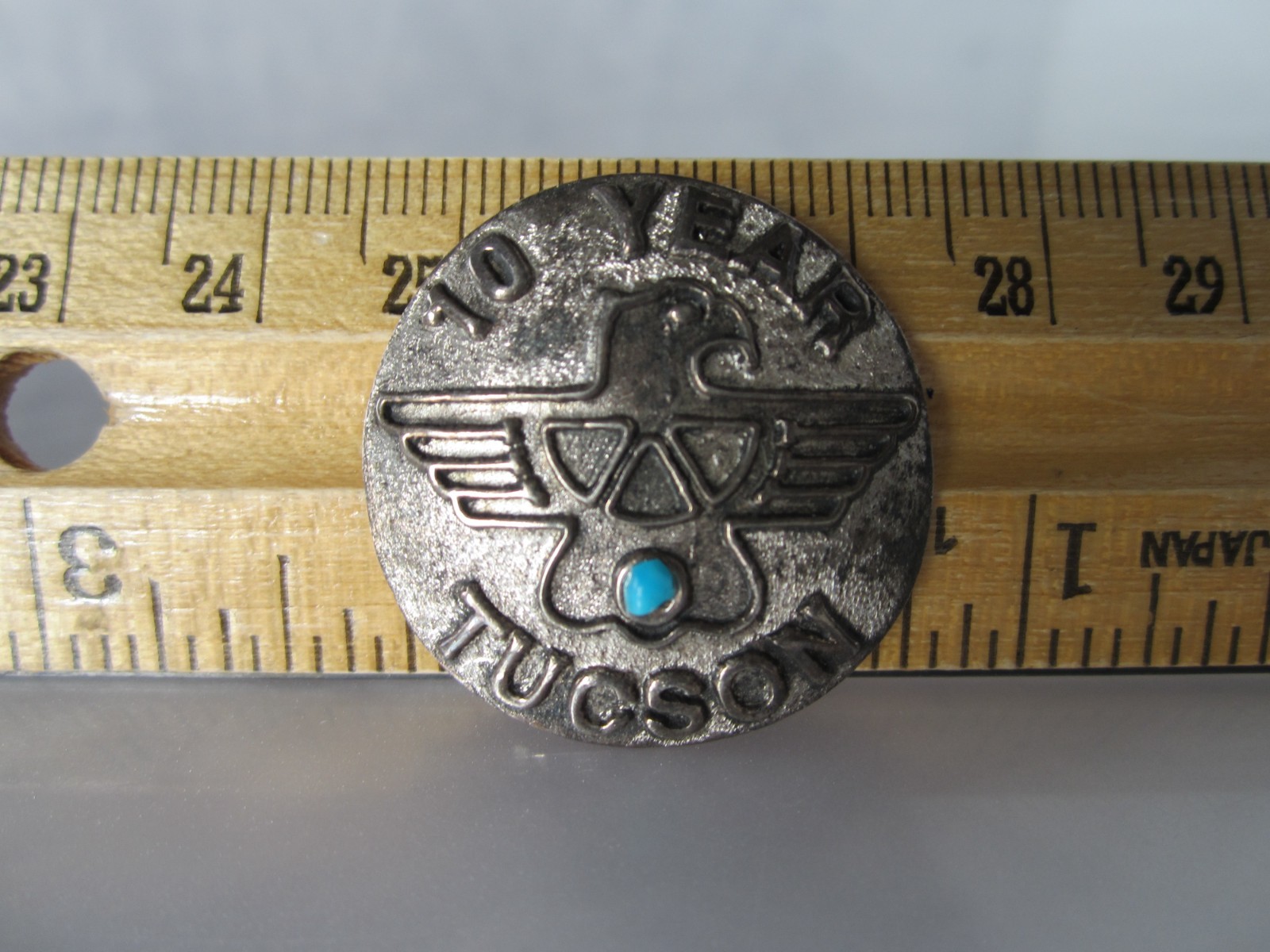 VINTAGE SOLID STERLING SILVER TUCSON 10 YEARS ARIZONA THUNDERBIRD PIN BROOCH