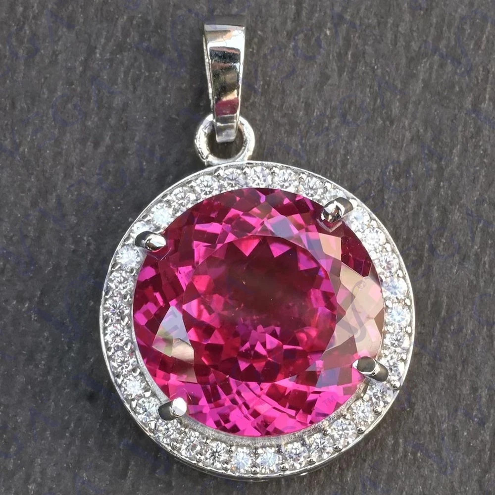 3.00Ct Round Natural Sapphire & Diamond Solid 14K White Gold Pendant No Chain